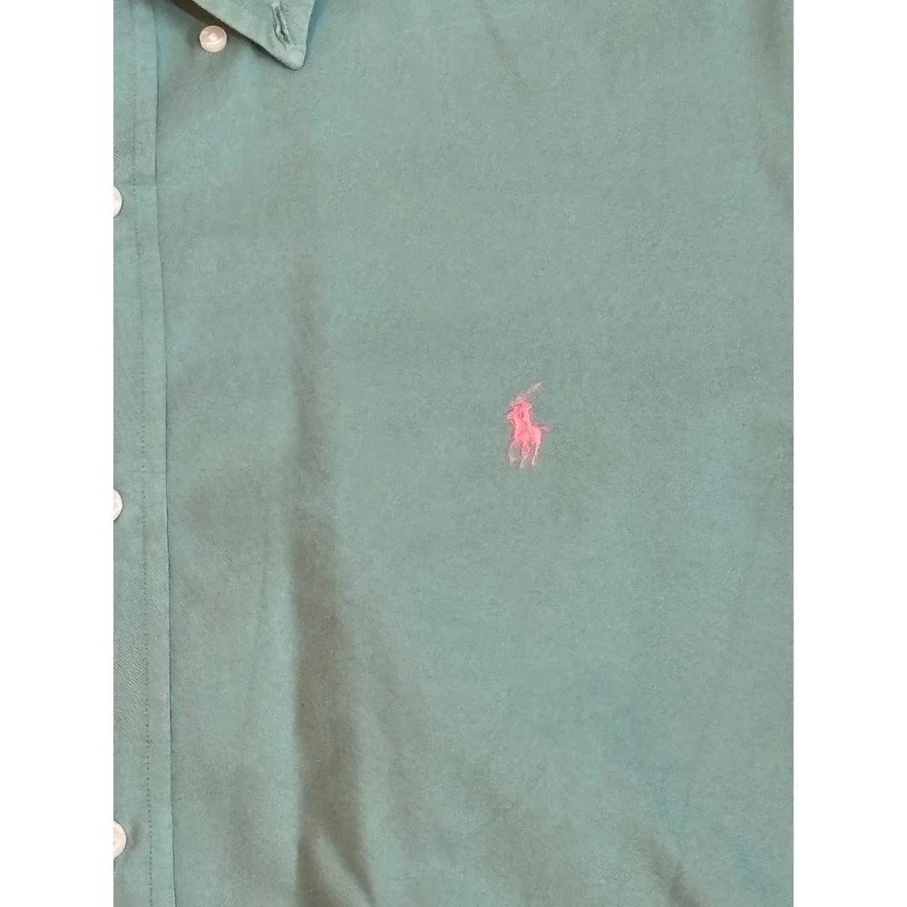 Polo Ralph Lauren Mens XL Classic Fit Oxford Shirt Mint Green Pink Pony Logo